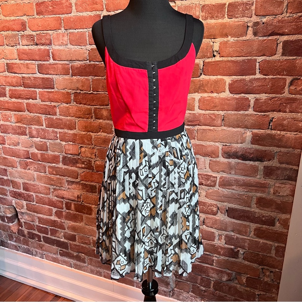 BB Dakota Red and Black A-Line Dress